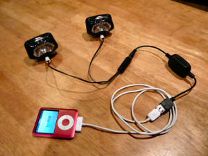 Charging iPod nano 4GB Red with EL8 headlamps